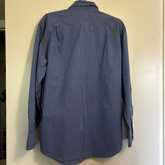Izod Mens Shirt L Blue and White Button Up Long Sleeves - Picture 4 of 9